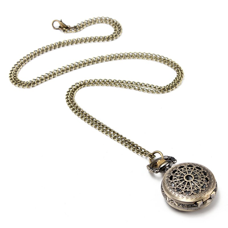 DEFFRUN-Vintage-Steam-Punk-Quartz-Bronze-Necklace-Pocket-Watch-80744