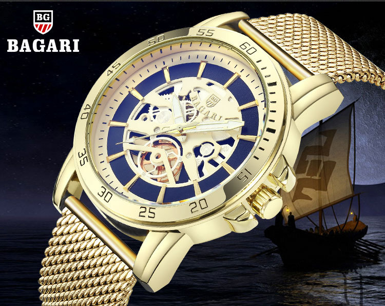 BAGARI-1688-Casual-Style-Mechanical-Appearance-Quartz-Watches-Mesh-Steel-Men-Wrist-Watch-1313239