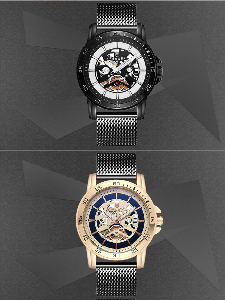 BAGARI-1688-Casual-Style-Mechanical-Appearance-Quartz-Watches-Mesh-Steel-Men-Wrist-Watch-1313239