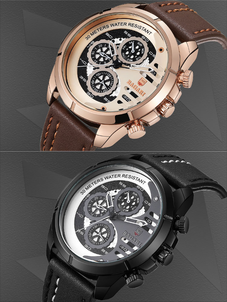 BAGARI-1802-Casual-Style-Fake-Three-Dials-Quartz-Watch-Leather-Strap-Men-Watches-1313194