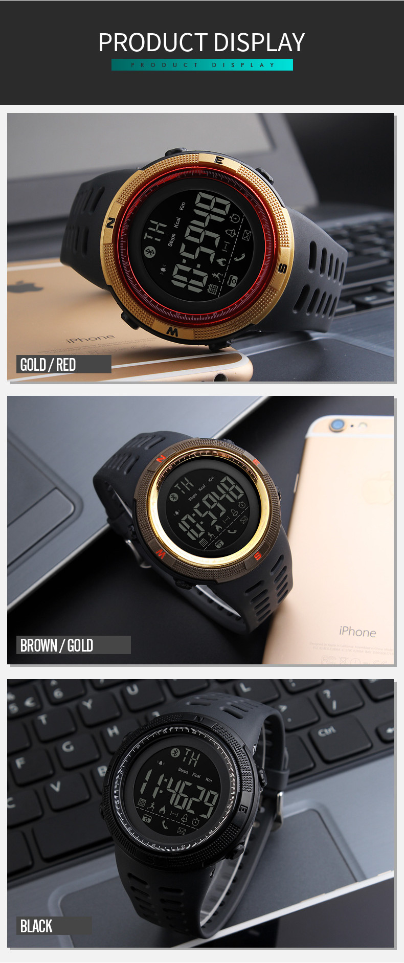 SKMEI-1250-Bluetooth-Smart-Watch-Call-Message-Notification-Pedometer-50M-Waterproof-Sports-Watch-1158853