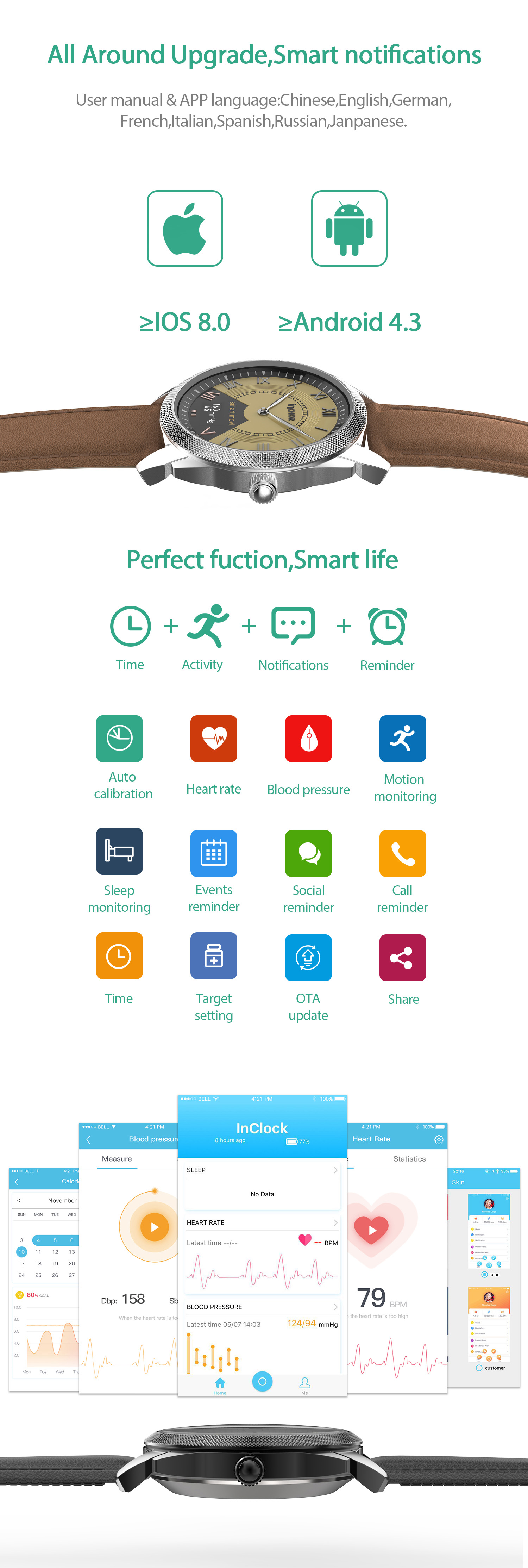 INCHOR-042quotOLED-NRF51822-Smart-Watch-Automatic-Calibration-Module-BT-40-Heart-Rate-Monitor-1260981