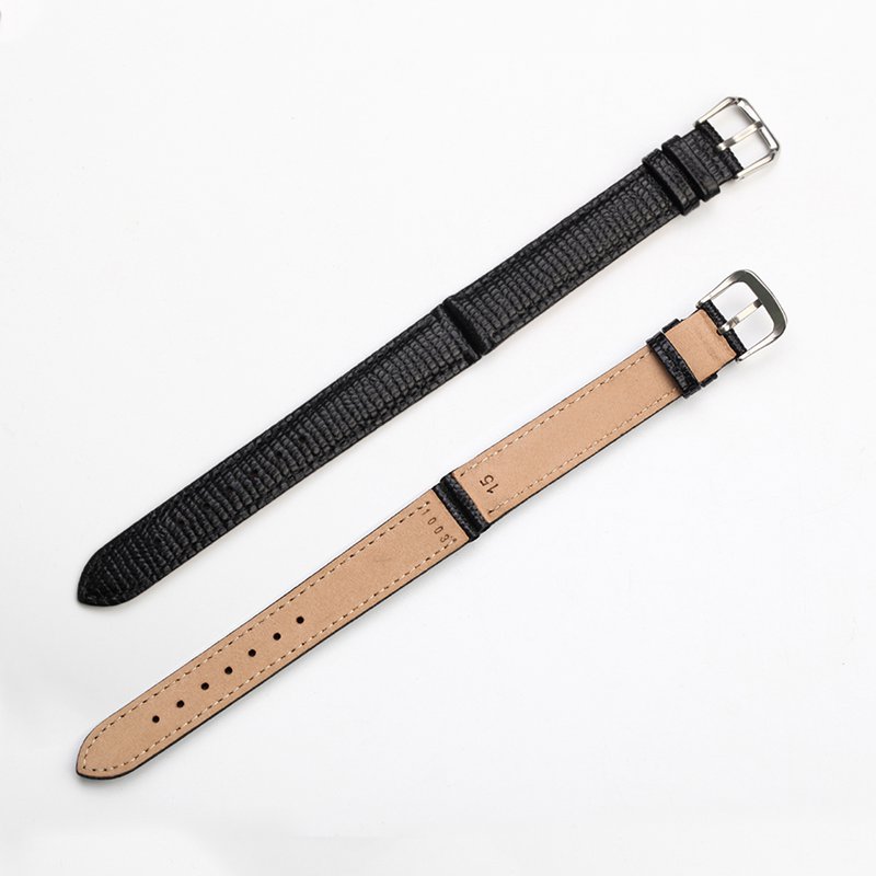 1521mm-Unisex-Lizard-Black-Genuine-Leather-Watch-Strap-1243848