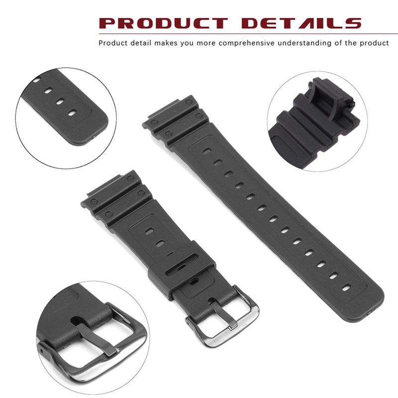 16mm-Black-Rubber-Watch-Band-For-CASIO-G-Shock-DW-6900-DW6600-With-Buckle-1244114