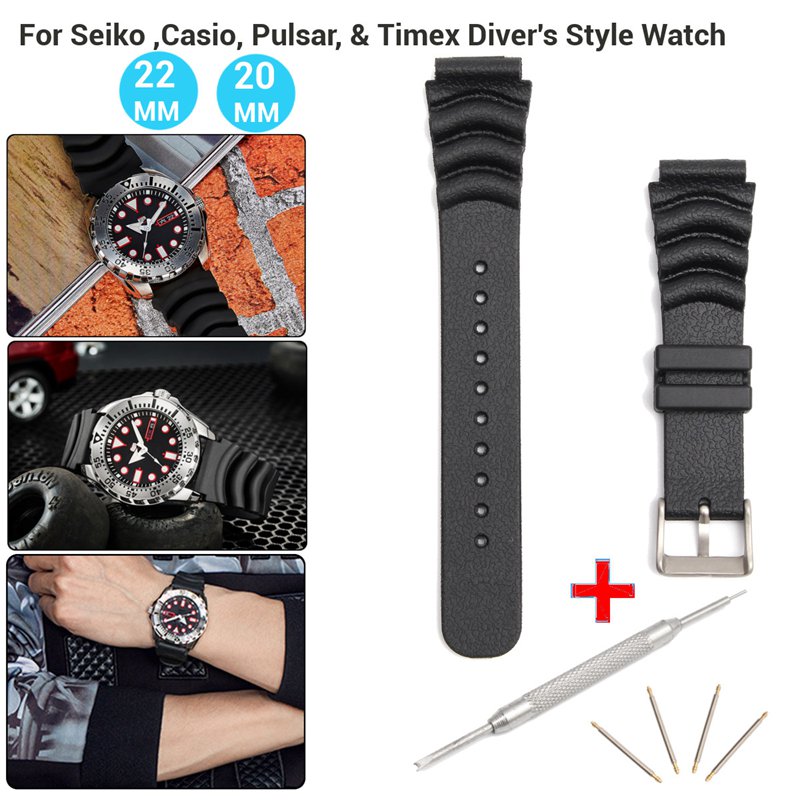 20MM22MM-Black-Sport-Scuba-Diver-Rubber-Watch-Band-Strap-For-Sei-ko-1258789
