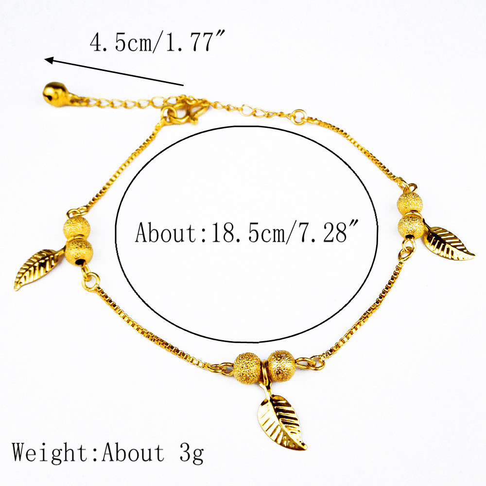 18K-Gold-Plated-Lucky-Beads-Bracelet-Leaves-Anklets-1111892