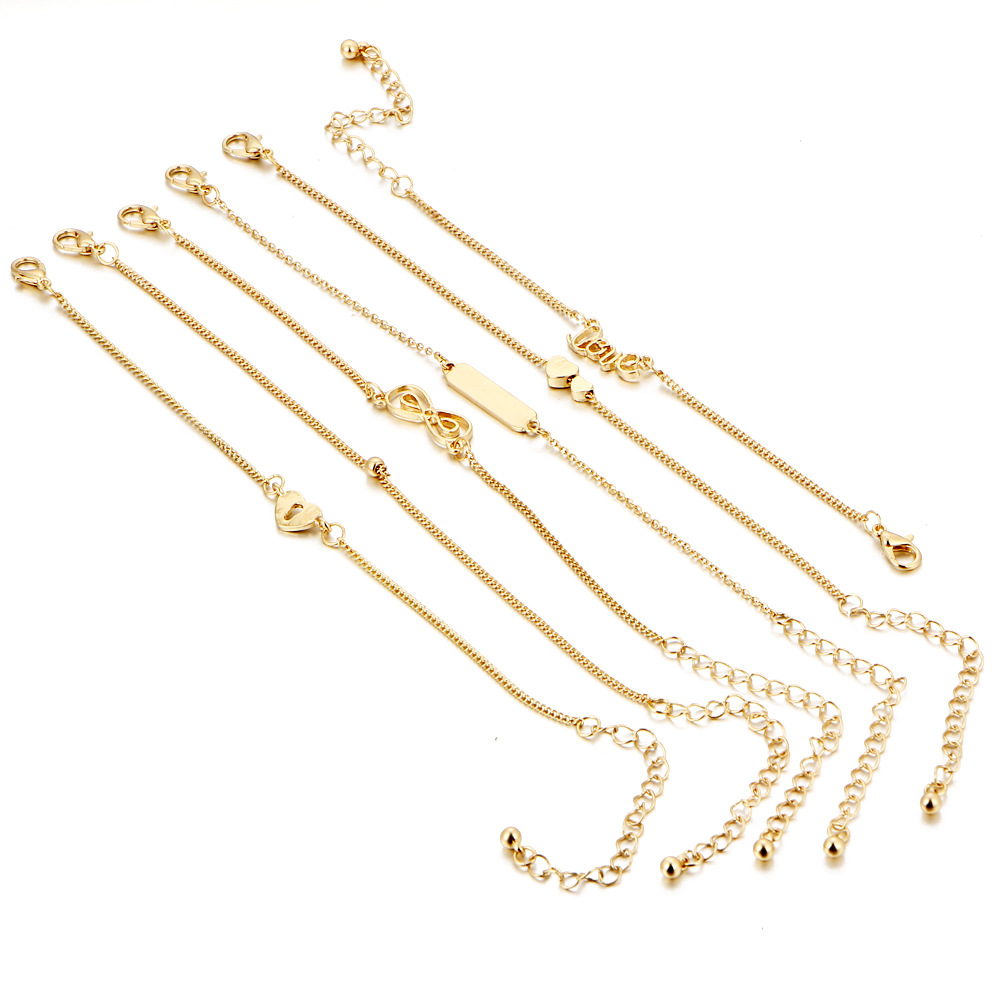6-PcsSet-Trendy-Heart-Shape-Lucky-Chain-Love-Gold-Color-Anklet-Jewelry-for-Women-1269829
