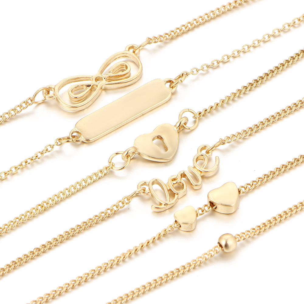 6-PcsSet-Trendy-Heart-Shape-Lucky-Chain-Love-Gold-Color-Anklet-Jewelry-for-Women-1269829
