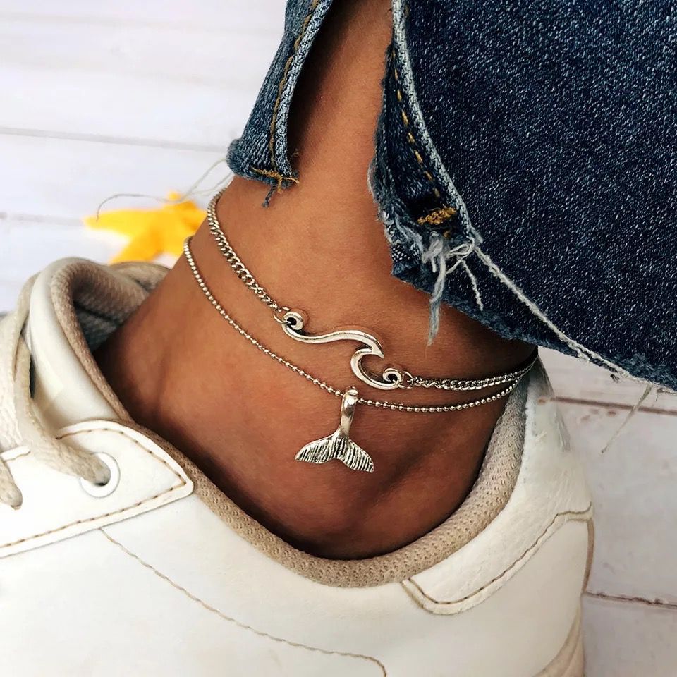 Bohemian-Double-layer-Silver-Anklets-Wavy-Mermaid-Tail-Pendant-Chain-Anklet-Vintage-Jewelry-1509129