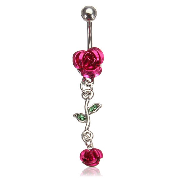 Rose-Red-Flower-Stainless-Steel-Navel-Belly-Button-Ring-Body-Piercing-920188