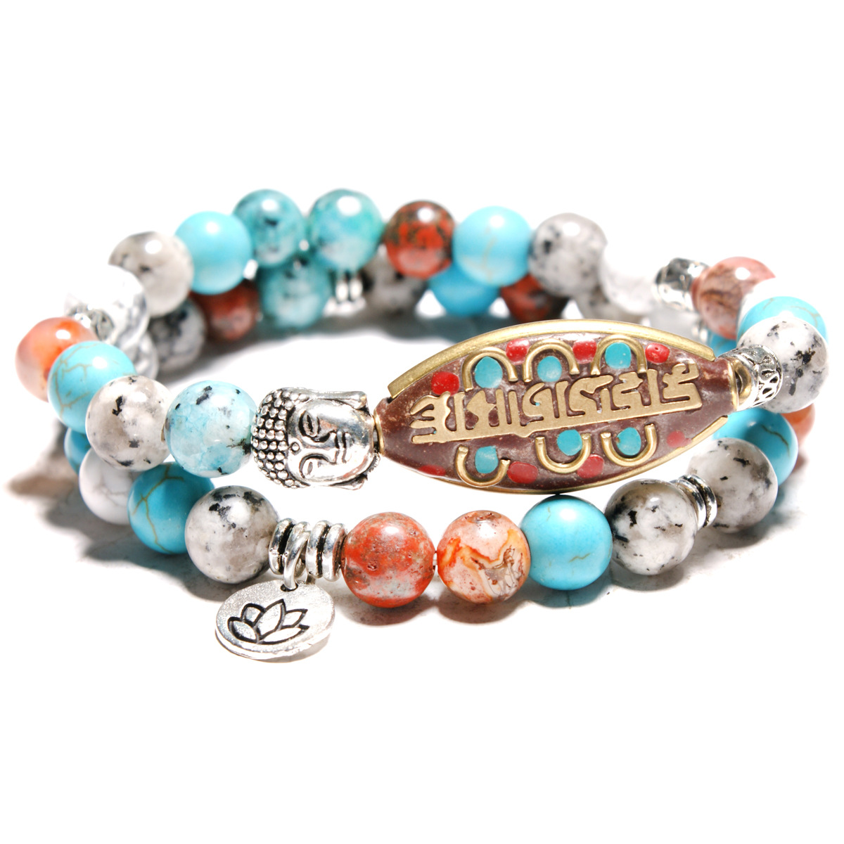 2PCS-Vintage-Colorful-Beads-Bracelet-Natural-Stone-Two-layers-Set-Charming-Bracelets-for-Women-1319559