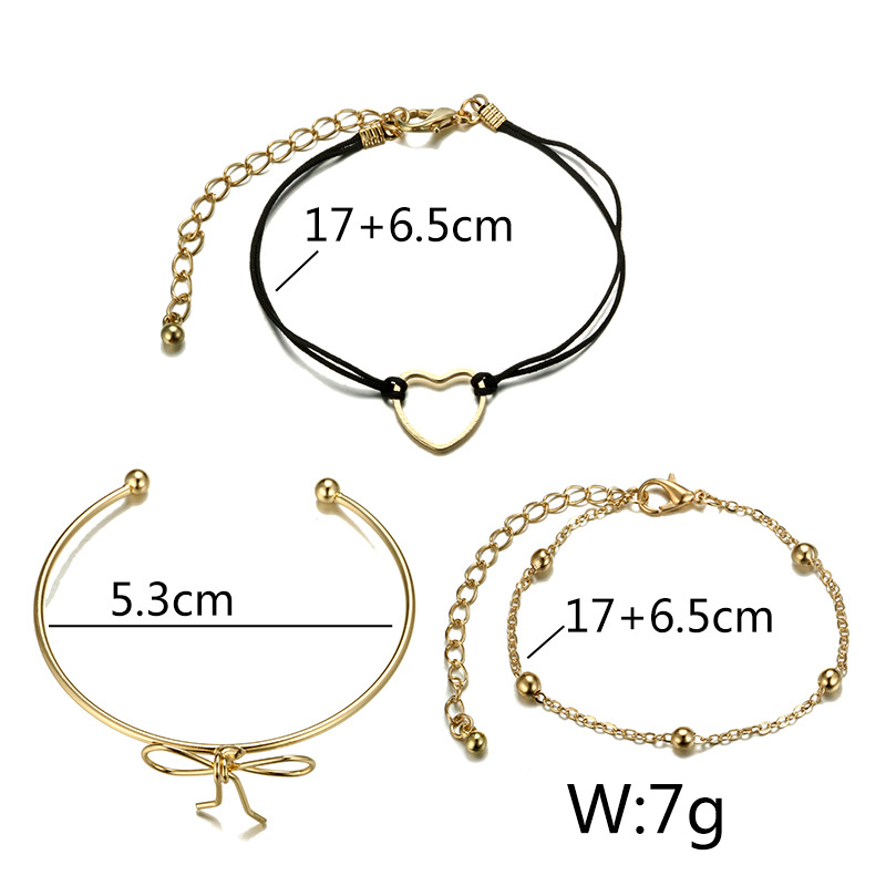 3Pcs-Designer-Bracelet-Sets-Bowknot-Heart-Gold-Charming-Chain-Bracelets-for-Women-1294488