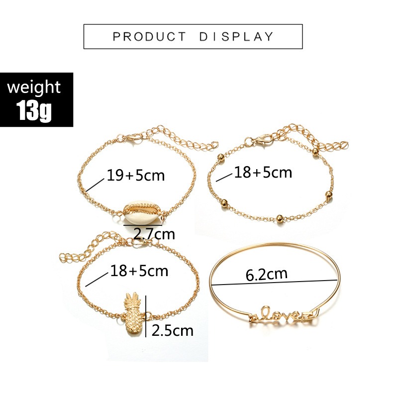 4-Pcs-Gold-Women-Bracelet-Set-Casual-Fashion-Style-Fruits-Bracelet-Shell-Letter-Pendant-Bracelet-1404804