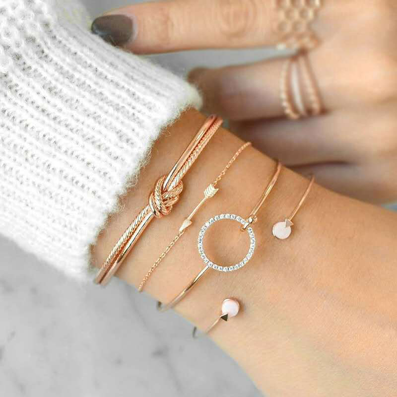 4-Pcs-Sweet-Bracelet-Bangle-Set-Arrow-Geometric-Open-Adjustable-Bangle-Bracelet-For-Women-1368231