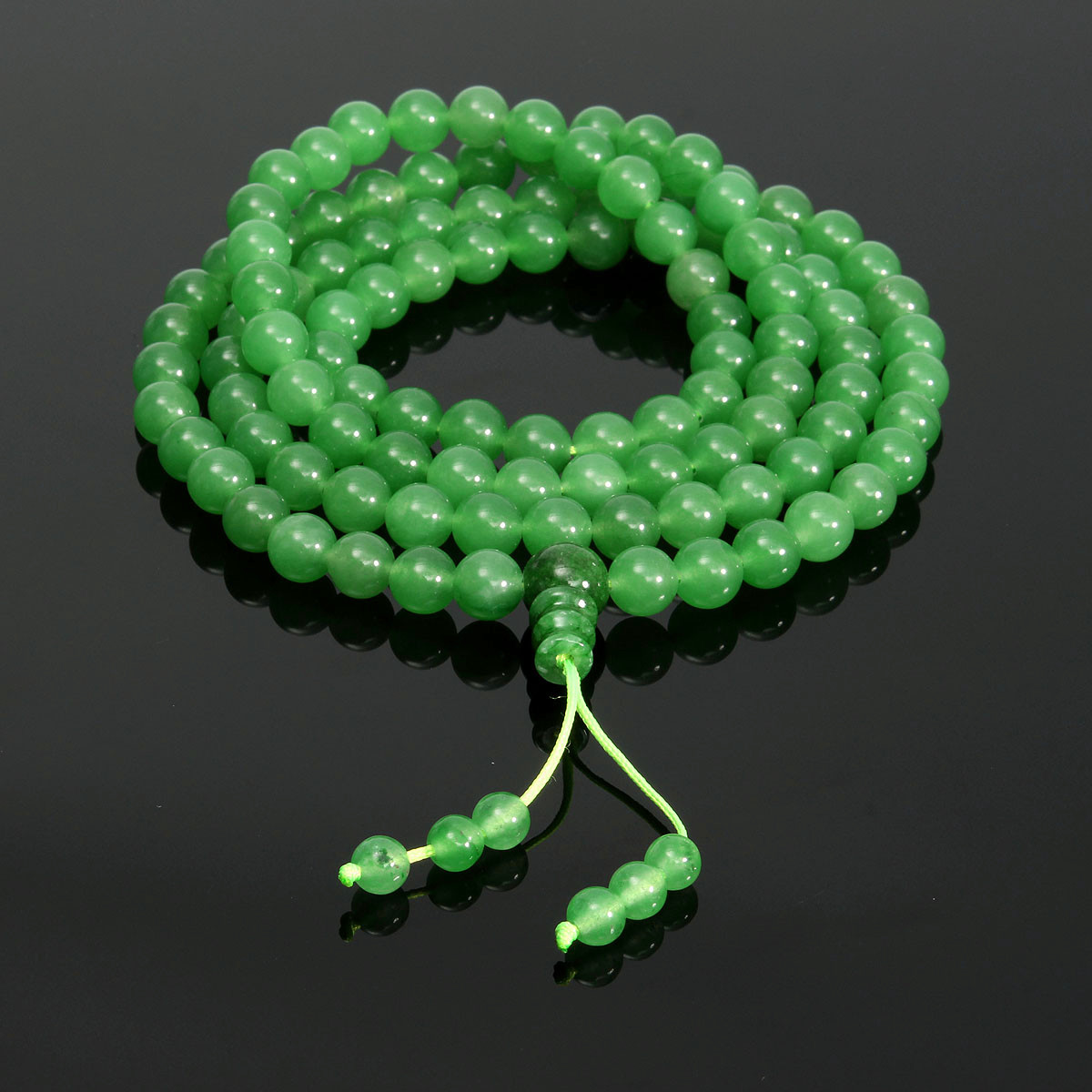 8mm-Green-Agate-Buddhist-Prayer-Beads-Bracelet-Necklace-Jewelry-1054960