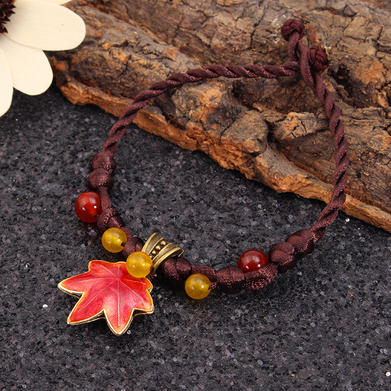 Bohemia-Handmade-Cloisonne-Natural-Agate-Maple-Leaf-Bracelet-1130691