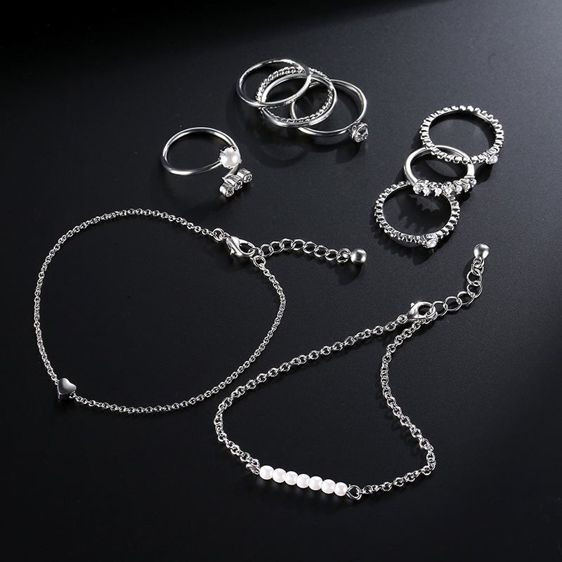 10-Pcs-of-Gold-Silver-Plated-Artificial-Pearl-Rings-Women-Bracelets-Jewelry-Set-1146980