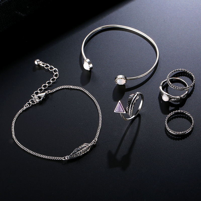 6-PCS-of-Arrow-Rings-Feather-Chain-Crystal-Bracelets-Jewelry-Set-1147512