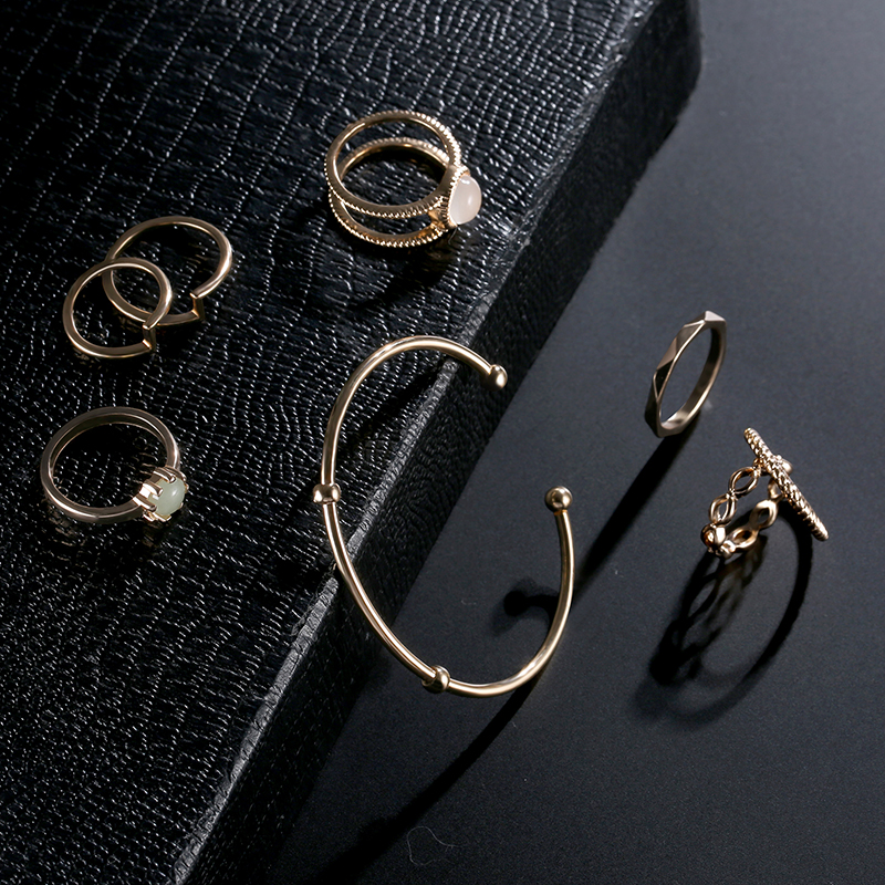8-Pcs-of-Gold-Silver-Plated-Crystal-Rings-Women-Bracelets-Jewelry-Set-1146981