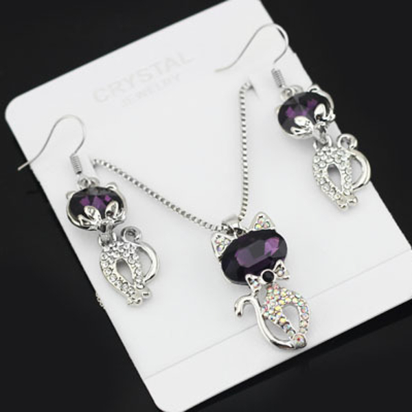 Austria-Crystal-Naughty-Cat-Platinum-Rhinestone-Necklace-Earrings-Jewelry-Set-1082325