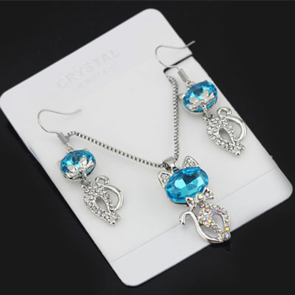 Austria-Crystal-Naughty-Cat-Platinum-Rhinestone-Necklace-Earrings-Jewelry-Set-1082325