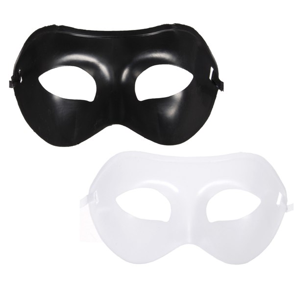 Black-White-Plastic-Venetian-Masquerade-Half-Face-Eye-Mask-Unisex-970375