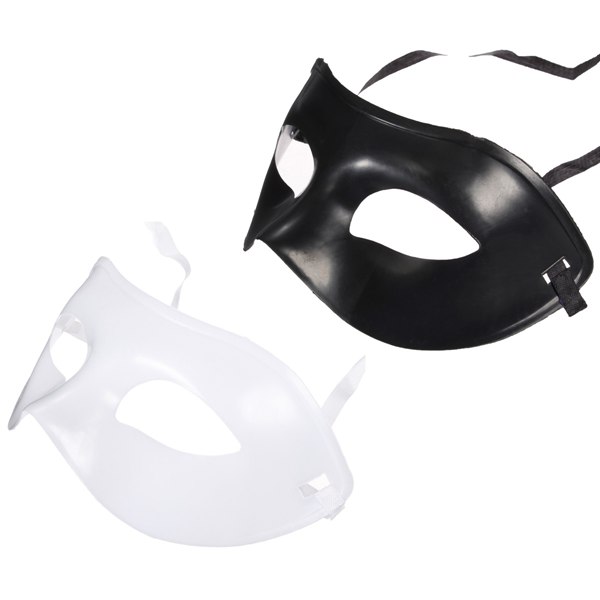 Black-White-Plastic-Venetian-Masquerade-Half-Face-Eye-Mask-Unisex-970375