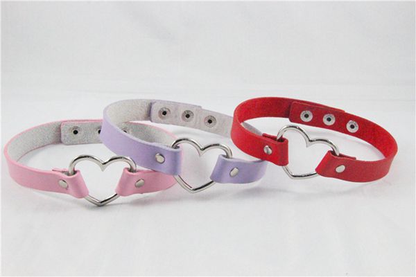 1CM-Width-Punk-Gothic-Metal-Heart-Leather-Choker-Collar-Necklace-Only-for-Wholesale-1056987