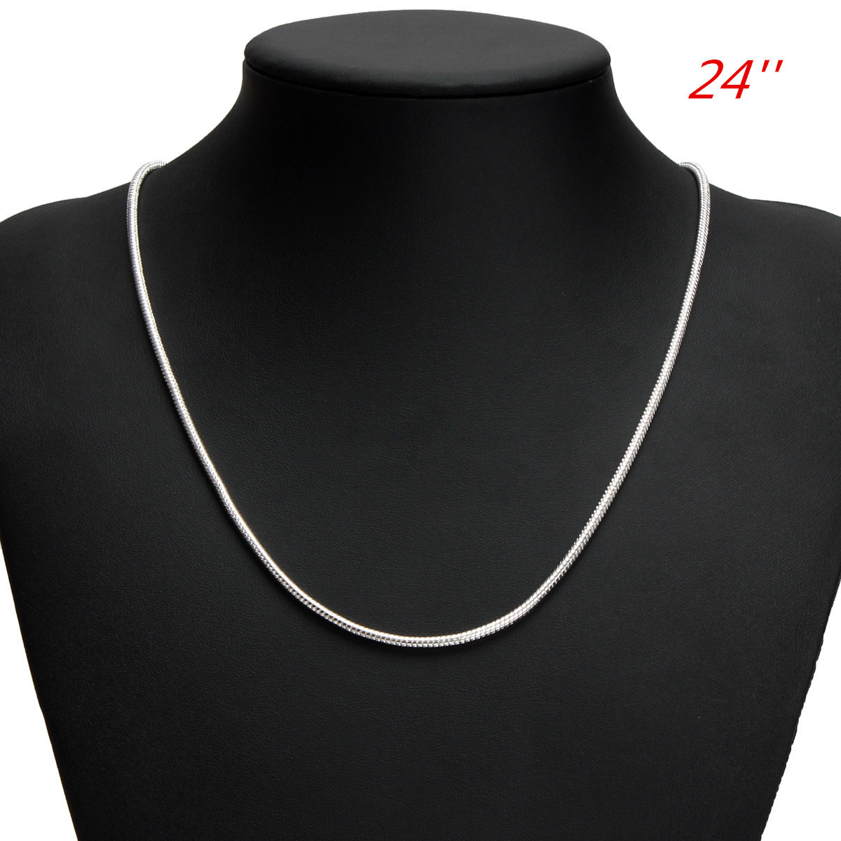 925-Silver-Plated-1MM-Snake-Simple-Chain-Necklace-16-18-20-22-24-inch-1039058