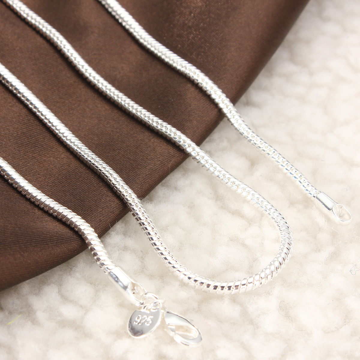 925-Silver-Plated-3MM-Simple-Snake-Unisex-DIY-Necklace-Chain-1035936