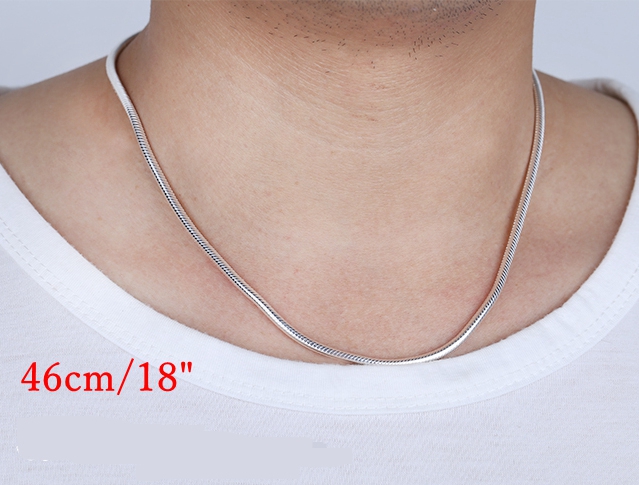 925-Silver-Plated-3MM-Simple-Snake-Unisex-DIY-Necklace-Chain-1035936