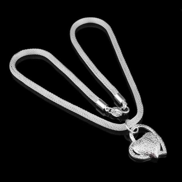 925-Silver-Plated-Inlaid-Heart-Pendant-Net-Chain-Necklace-For-Women-966861