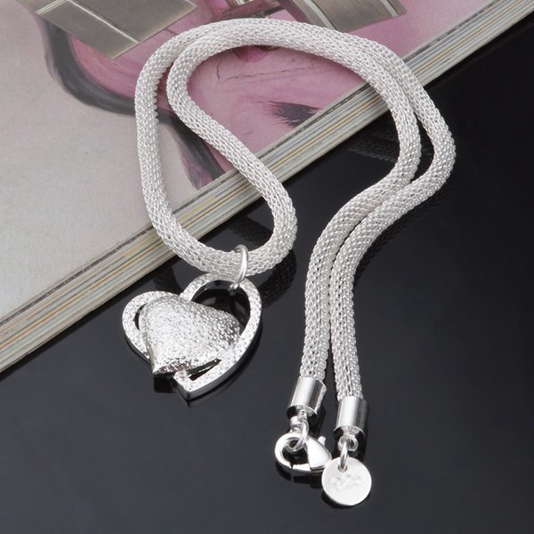 925-Silver-Plated-Inlaid-Heart-Pendant-Net-Chain-Necklace-For-Women-966861