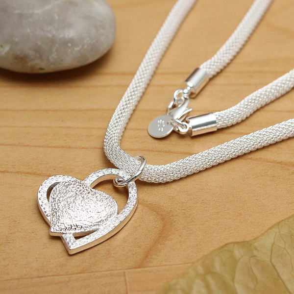 925-Silver-Plated-Inlaid-Heart-Pendant-Net-Chain-Necklace-For-Women-966861