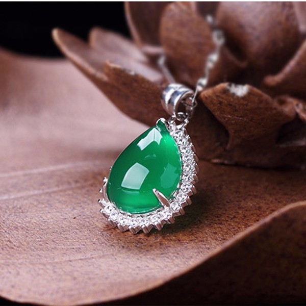 925-Silver-Waterdrop-Chalcedony-Zircon-Necklace-Pendant-1057598