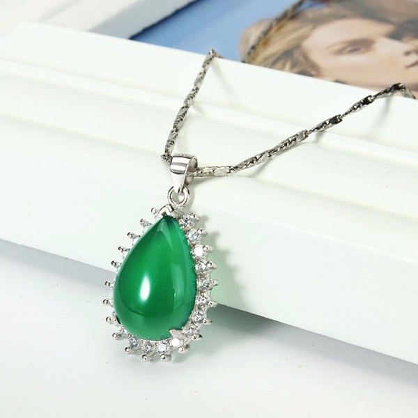 925-Silver-Waterdrop-Chalcedony-Zircon-Necklace-Pendant-1057598