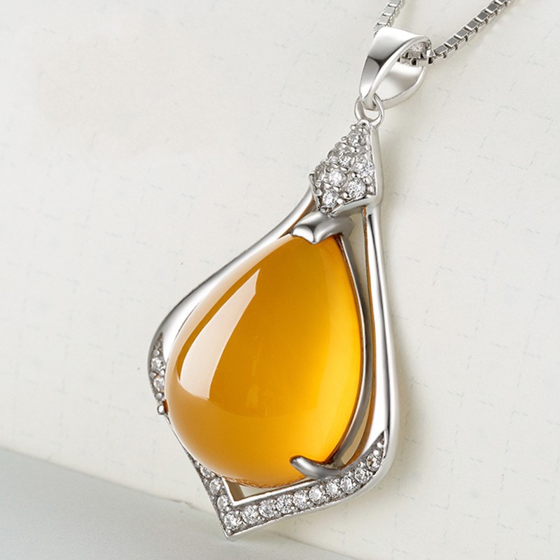 925-Silver-Zircon-Crystal-Chalcedony-Pendant-For-Necklace-Chain-1057594