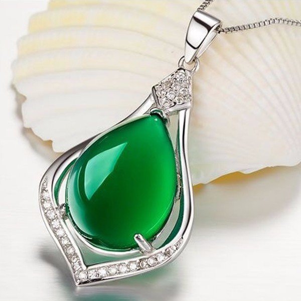 925-Silver-Zircon-Crystal-Chalcedony-Pendant-For-Necklace-Chain-1057594