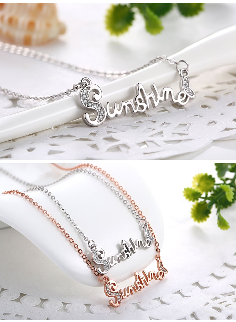 925-Sterling-Silver-Sunshine-Letter-Word-Women-Necklace-Chain-Jewelry-1025617