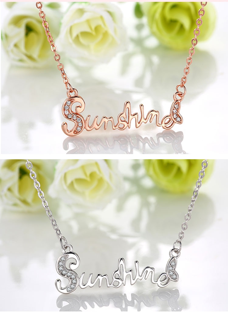 925-Sterling-Silver-Sunshine-Letter-Word-Women-Necklace-Chain-Jewelry-1025617