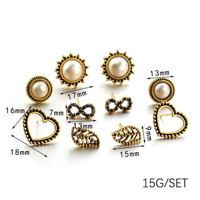 5Pcs-Love-Pearls-Openwork-Leaves-Leaves-8-Character-Stud-Earring-1559135