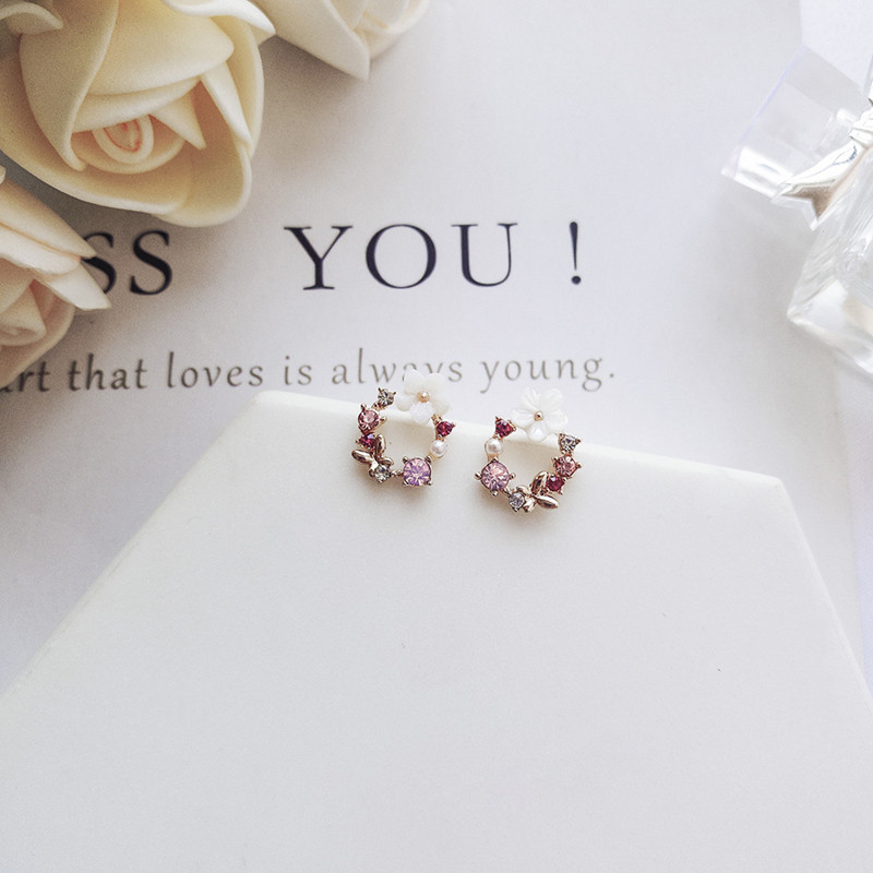 Cute-Womens-Stud-Earring-925-Sterling-Silver-Needle-Shell-Flower-Butterfly-Zirconia-Earrings-1300329