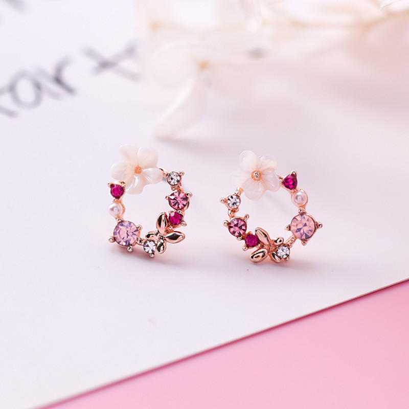 Cute-Womens-Stud-Earring-925-Sterling-Silver-Needle-Shell-Flower-Butterfly-Zirconia-Earrings-1300329