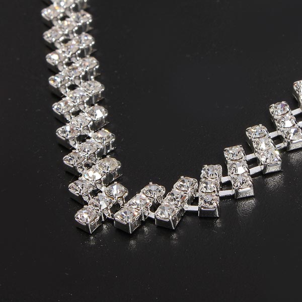 Bridal-Square-Crystal-Thick-Chain-Necklace-Earrings-Jewelry-Set-White-88551