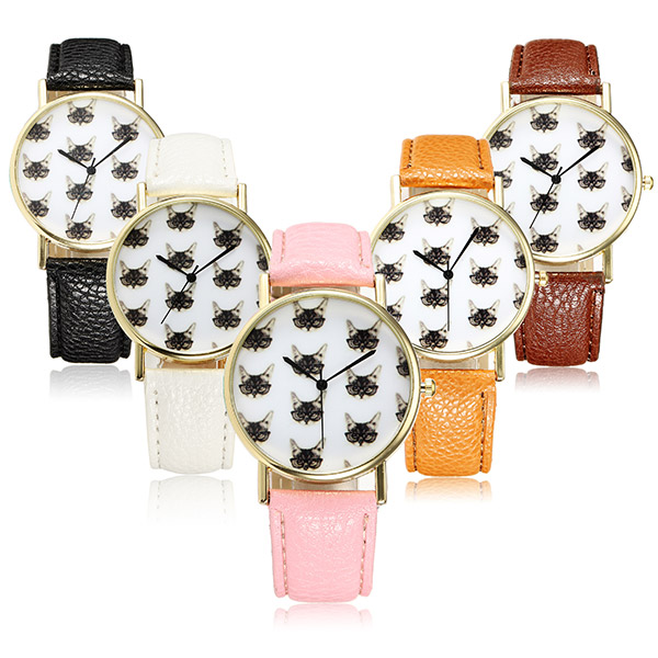 Casual-Cute-Cats-Wear-Glassess-PU-Leather-Band-Quartz-Women-Wrist-Watch-1023063