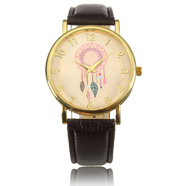 Casual-Women-Dreamcather-Feather-PU-Leather-Band-Quartz-Wrist-Watch-1001834