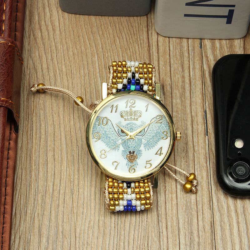 Custom-Folk-Style-Cartoon-Owl-Pattern-Alloy-Case-Cute-Casual-Women-Quartz-Wrist-Watch-1159834