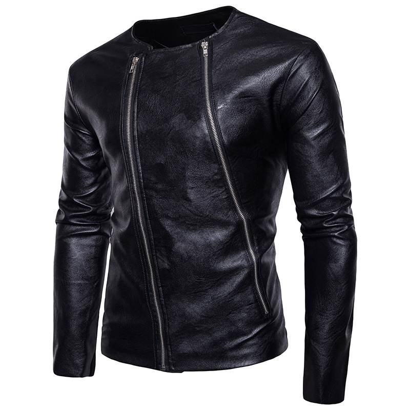 Diagonal-Double-Zipper-O-Neck-PU-Faux-Leather-Jacket-for-Men-1343540