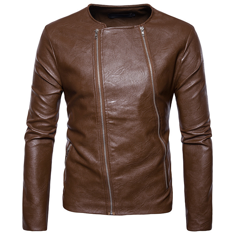 Diagonal-Double-Zipper-O-Neck-PU-Faux-Leather-Jacket-for-Men-1343540