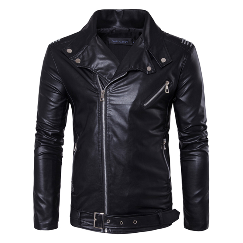 Men-Zipper-Buckle-Turn-down-Collar-Leather-Jacket-1419719